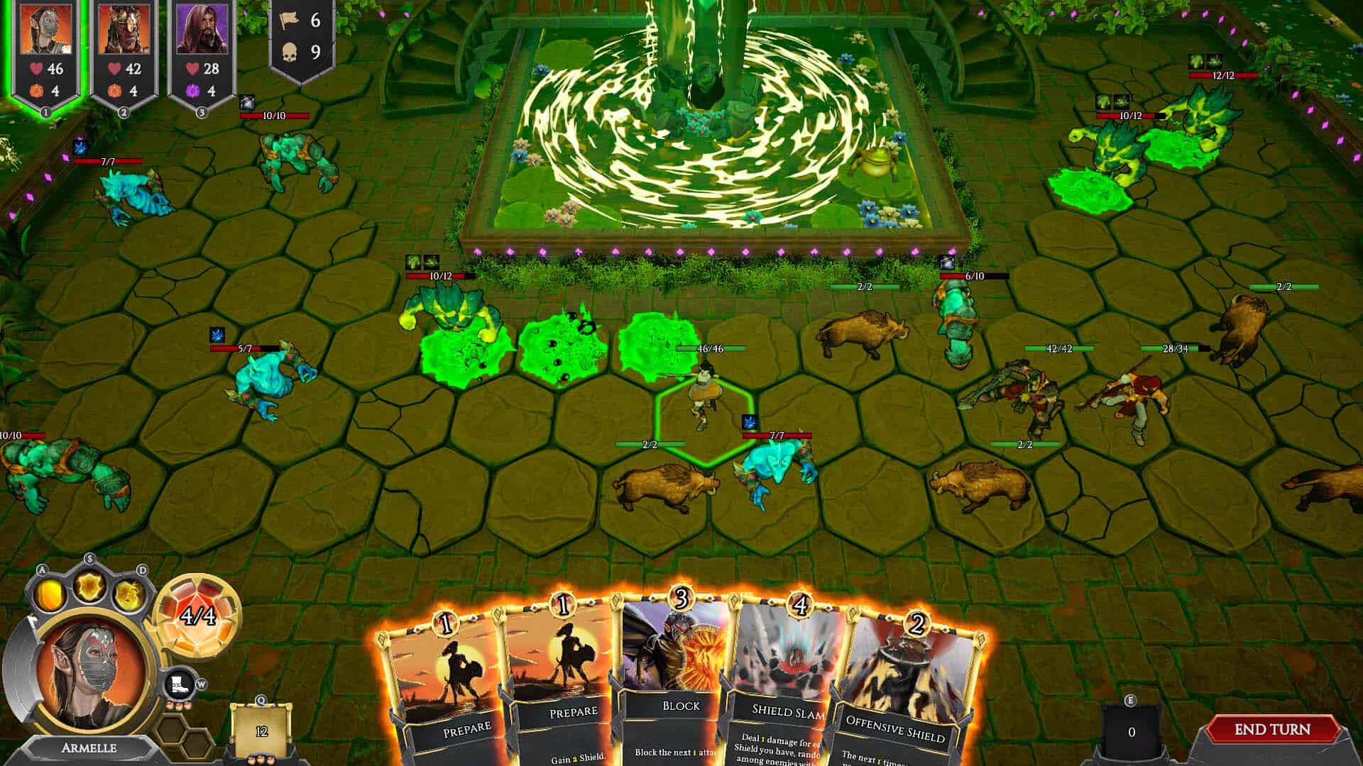 A battle with allies and enemies in Heroes of Magic and Steel.