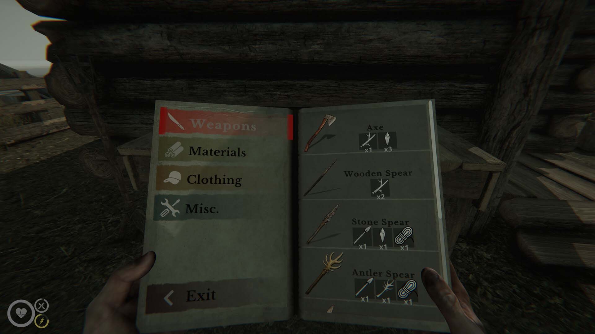Reading a crafting manual in Mazebound.
