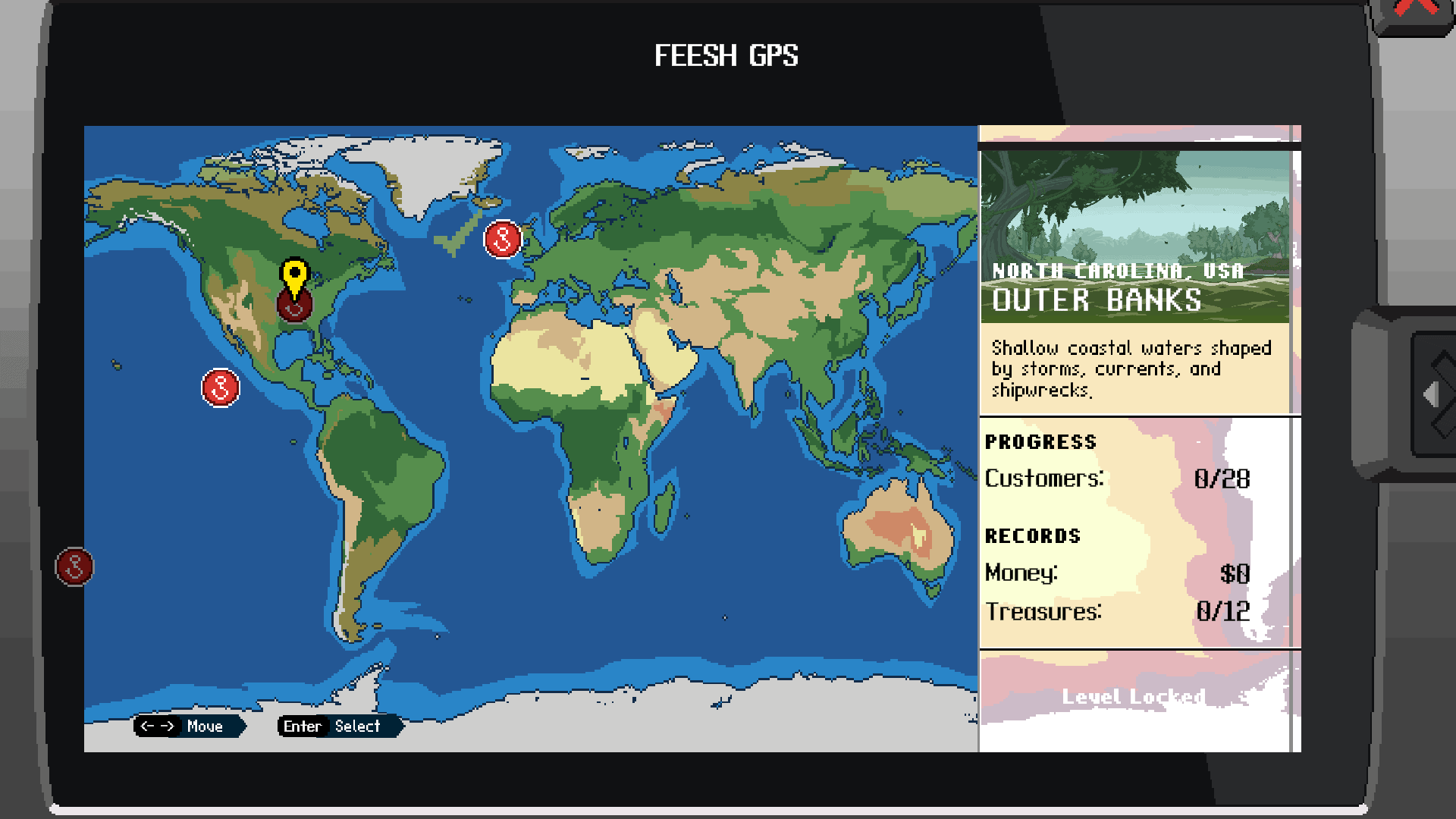 A map of the world in the game