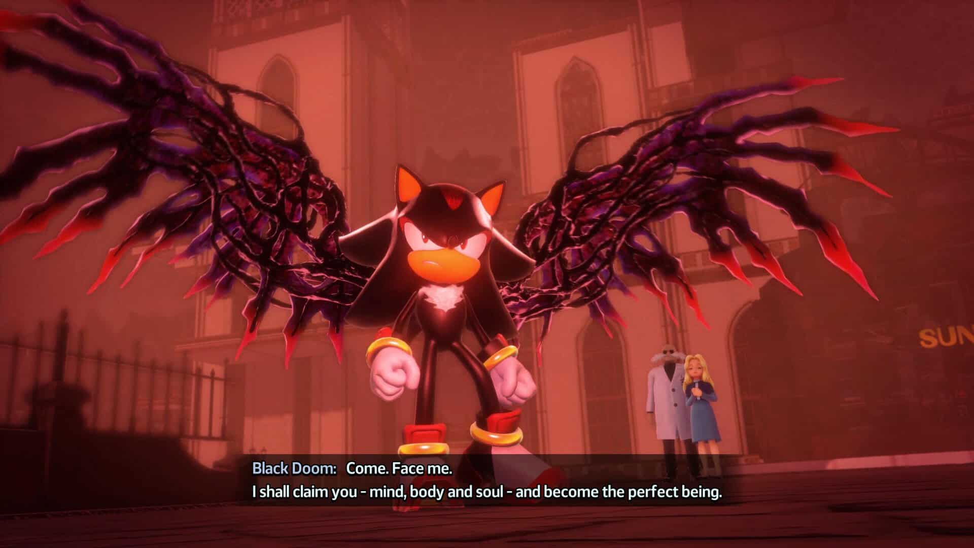 Shadow the Hedgehog with black wings in Sonic X Shadow Generations. Black Doom says: Come. Face Me. I shall claim you - mind, body and soul -and become the perfect being.