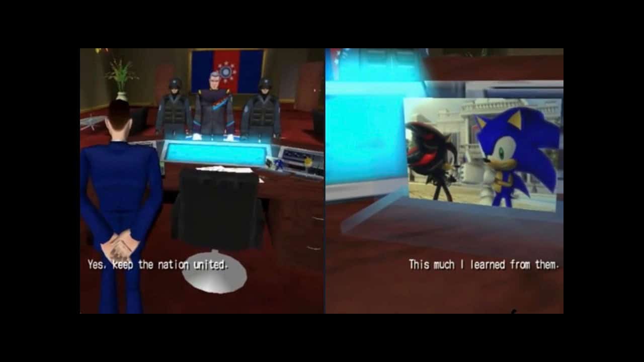 President and picture of Sonic in Shadow the Hedgehog