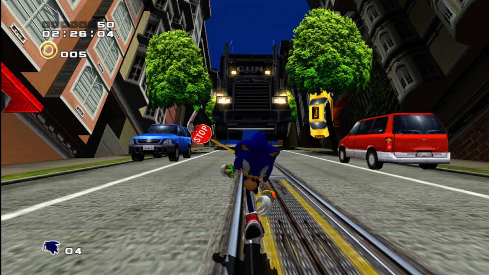 Screenshot of Sonic 2's Escape from the City stage