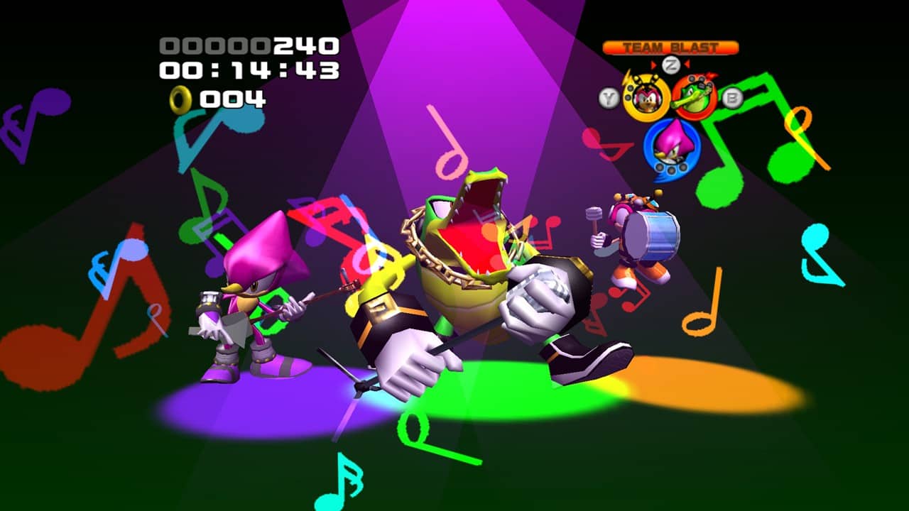 Team Chaotix in Sonic Heroes performing a song