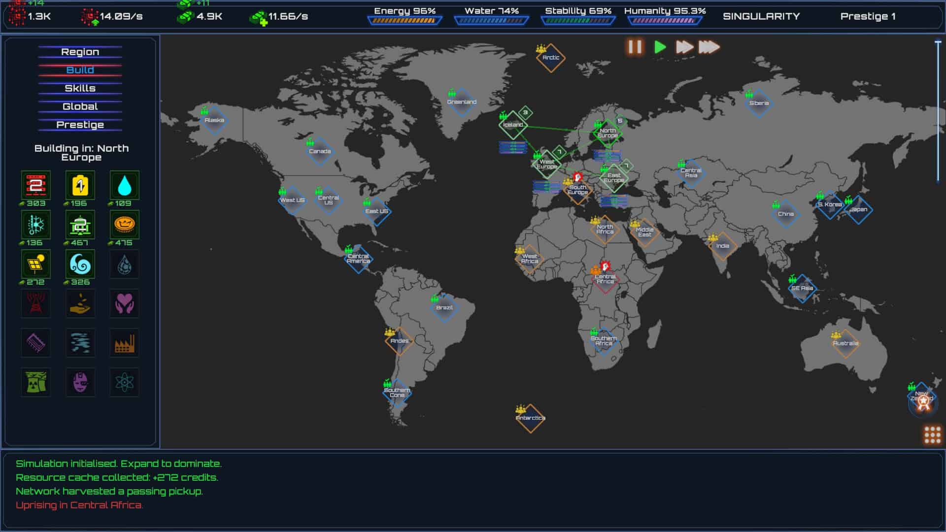 Screenshot of world map of A Game About AI