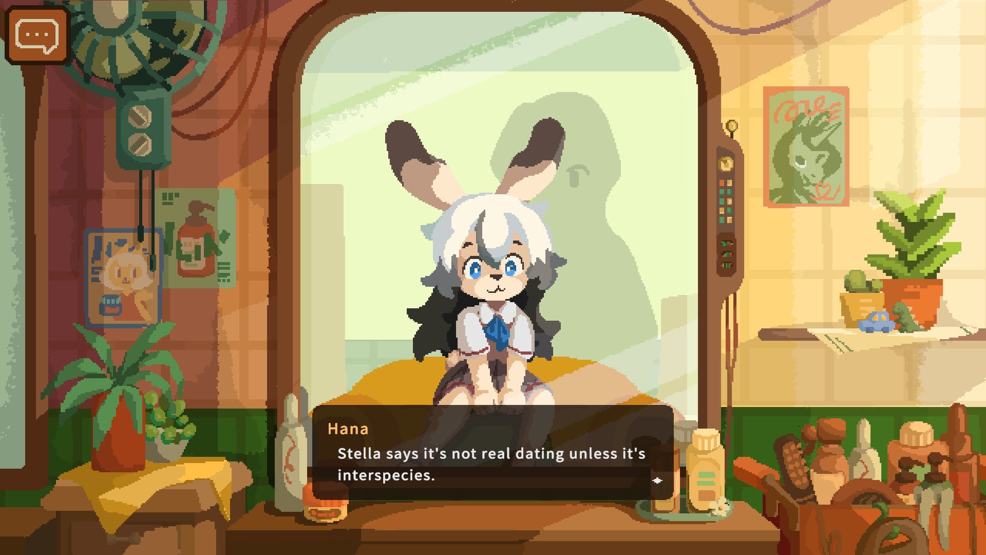 A bunny girl saying that her friend considers dating to not be "real dating" unless it's interspecies