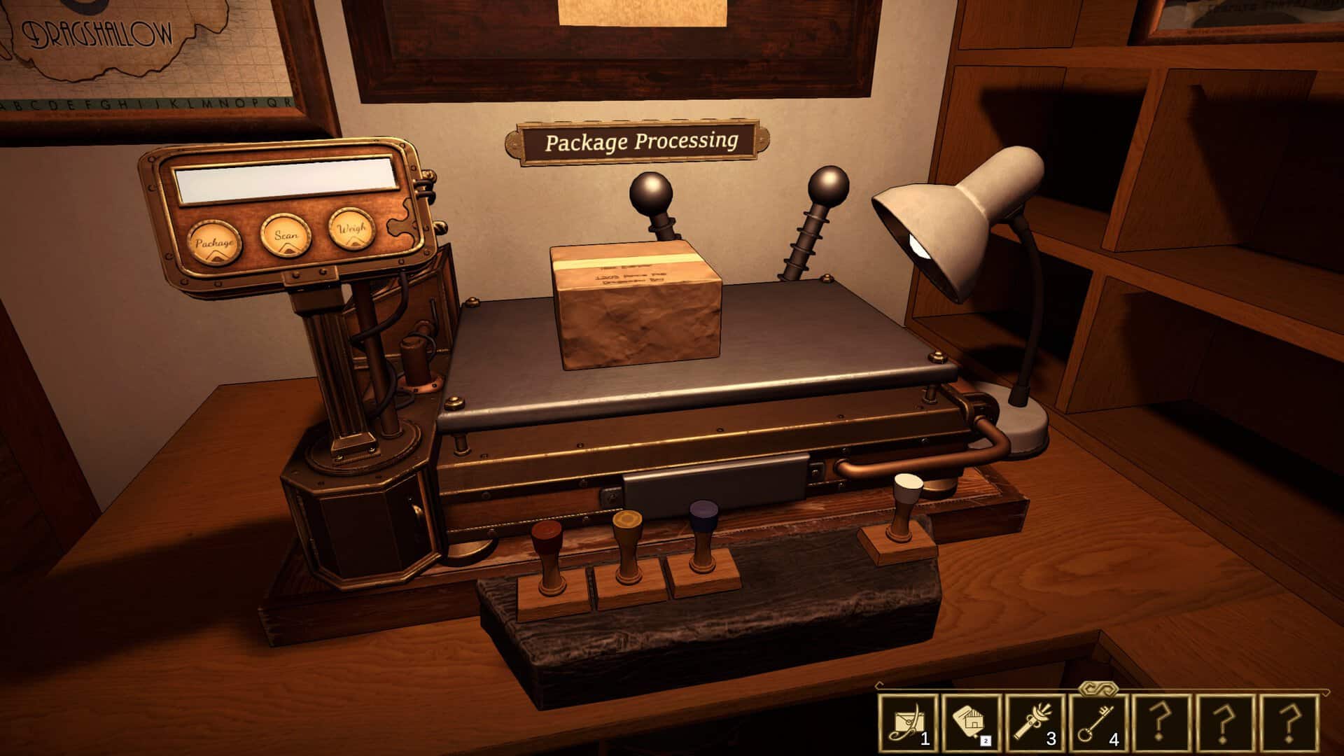 A screenshot of the package processing station in Letter Lost.