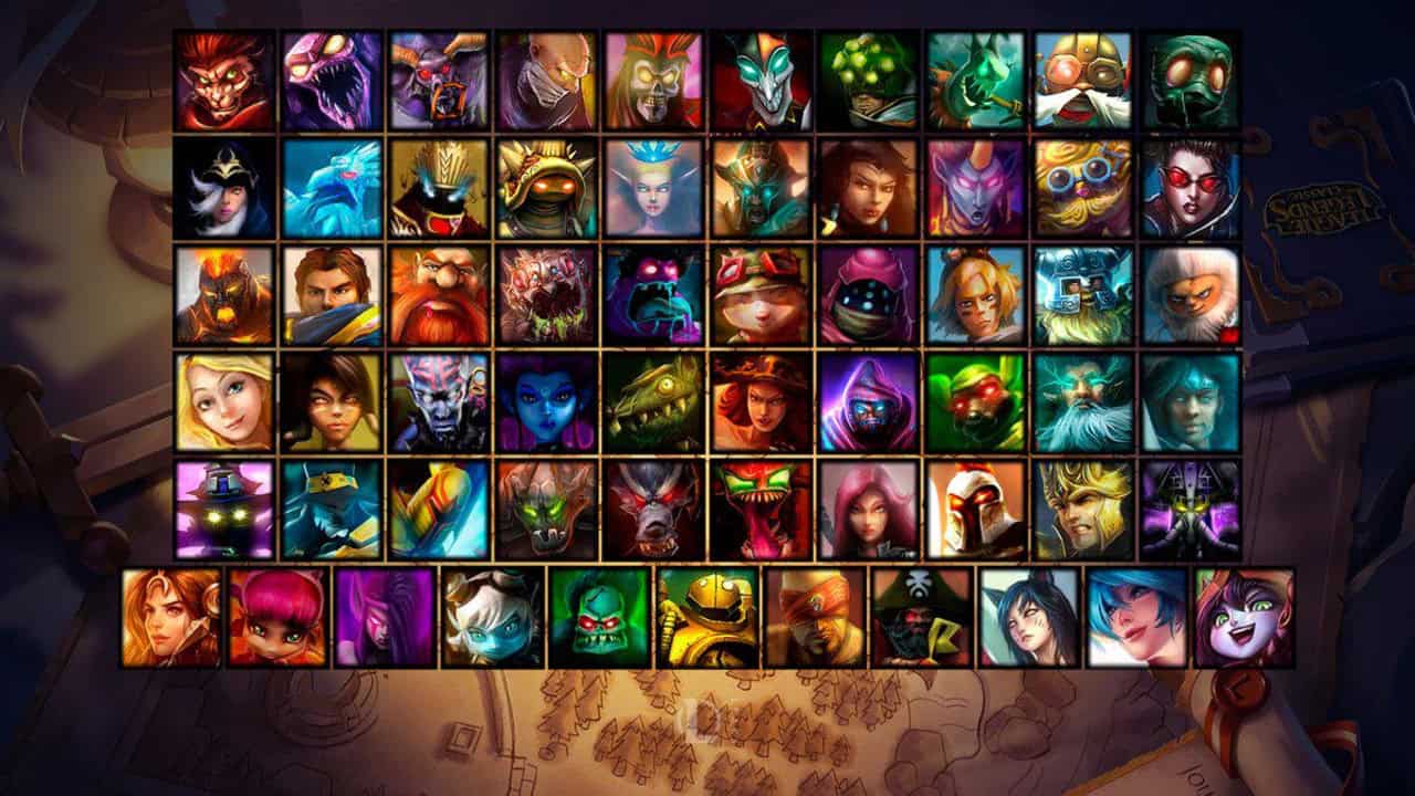 The classic League of Legends champion select screen