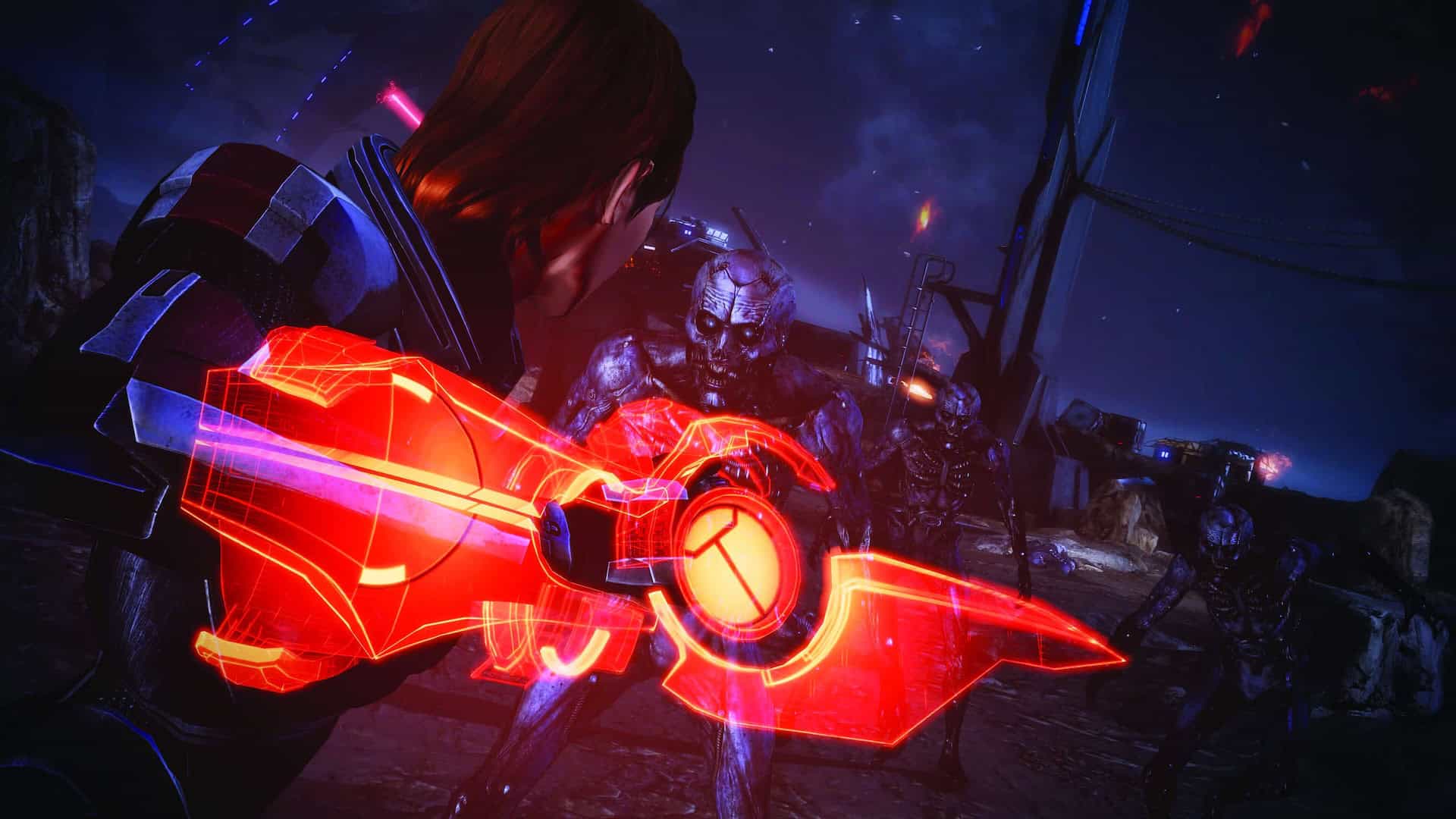Mass Effect 3 Screenshot of female Shepard attacking an enemy with a melee attack