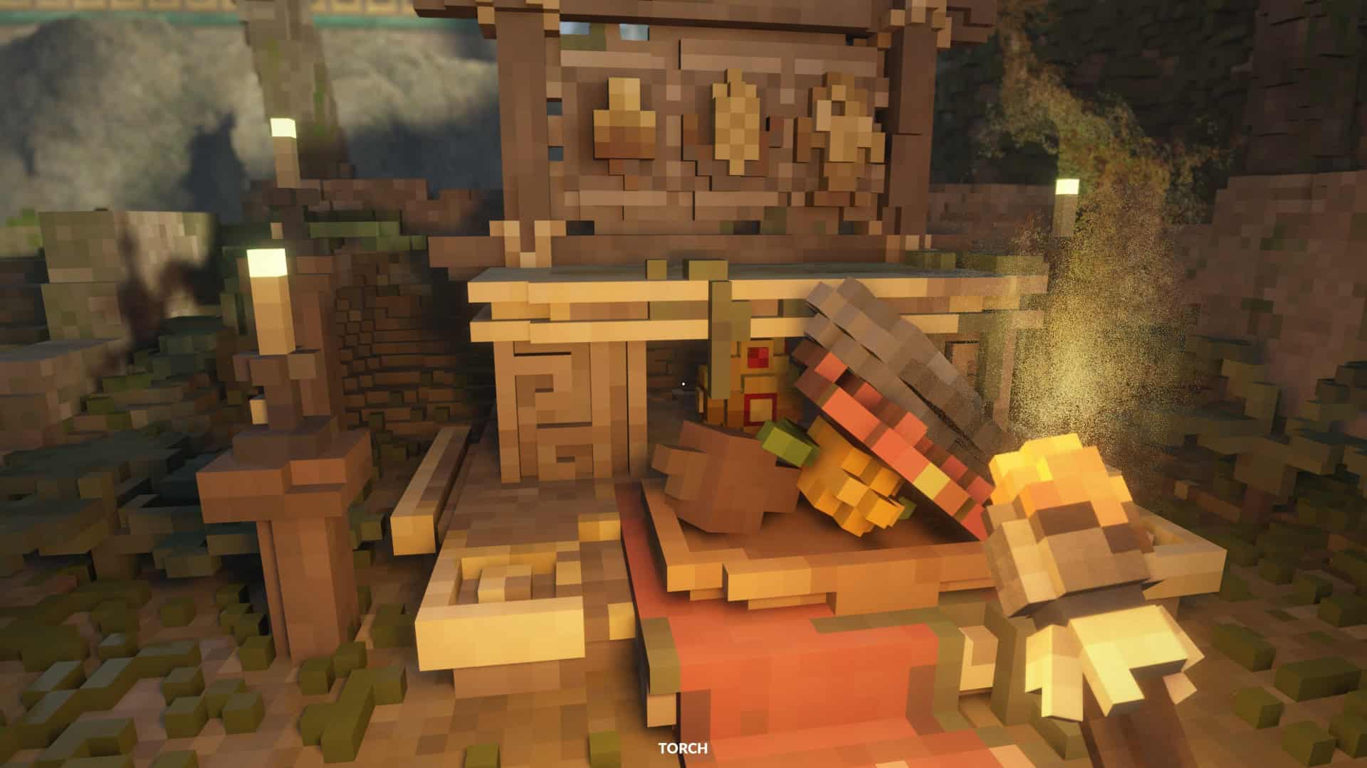 An Altar with several items placed upon it, revealing the golden egg hidden inside