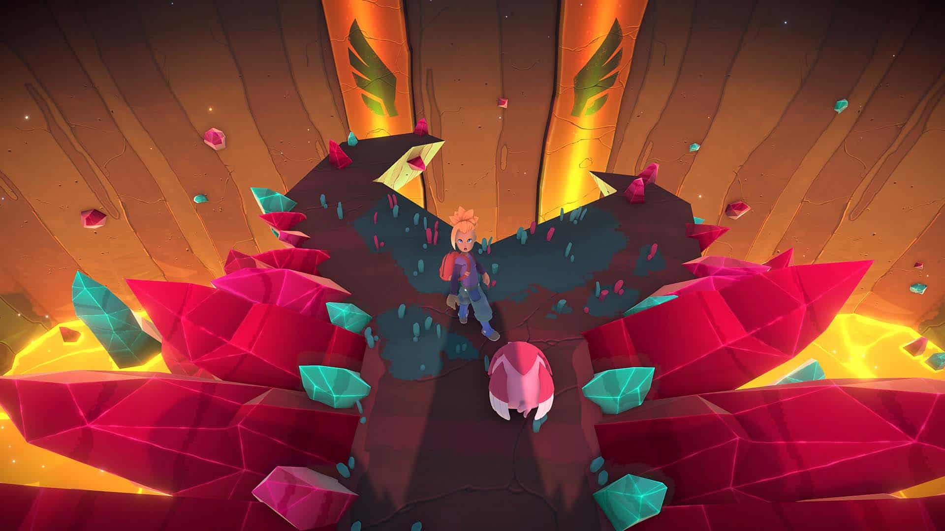 A flame environment in Temtem.