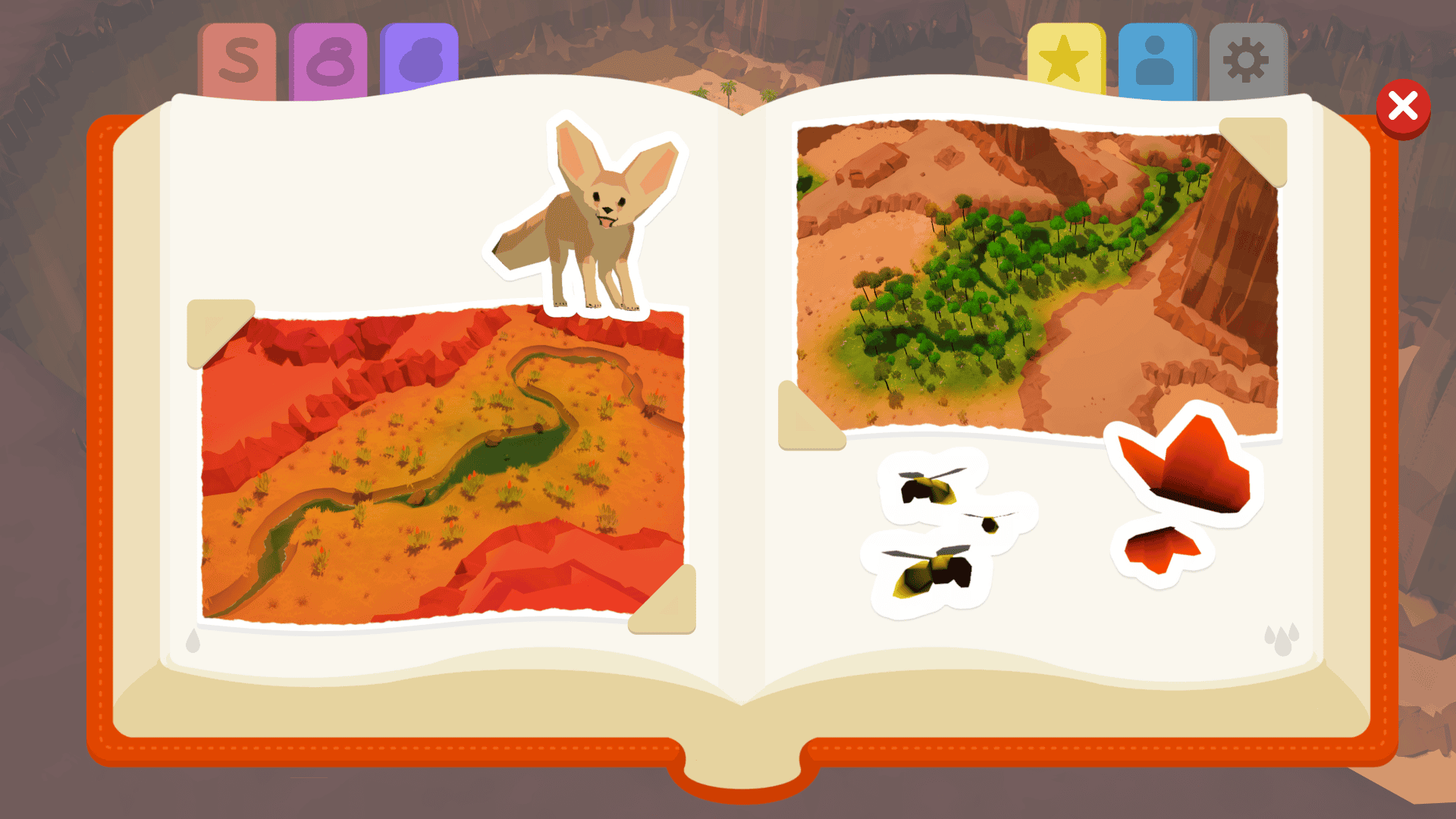 A scrapbook showing animals in a region and the valley when they were seen