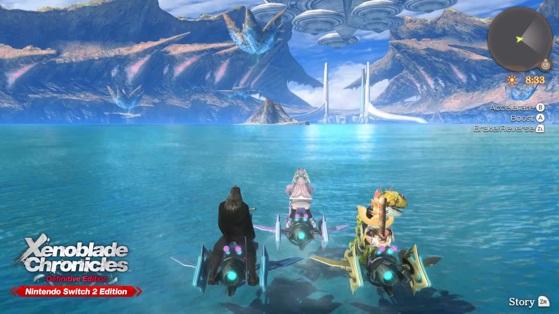 Xenoblade Chronicles Switch 2 Edition screenshot showing a new hoverbike feature