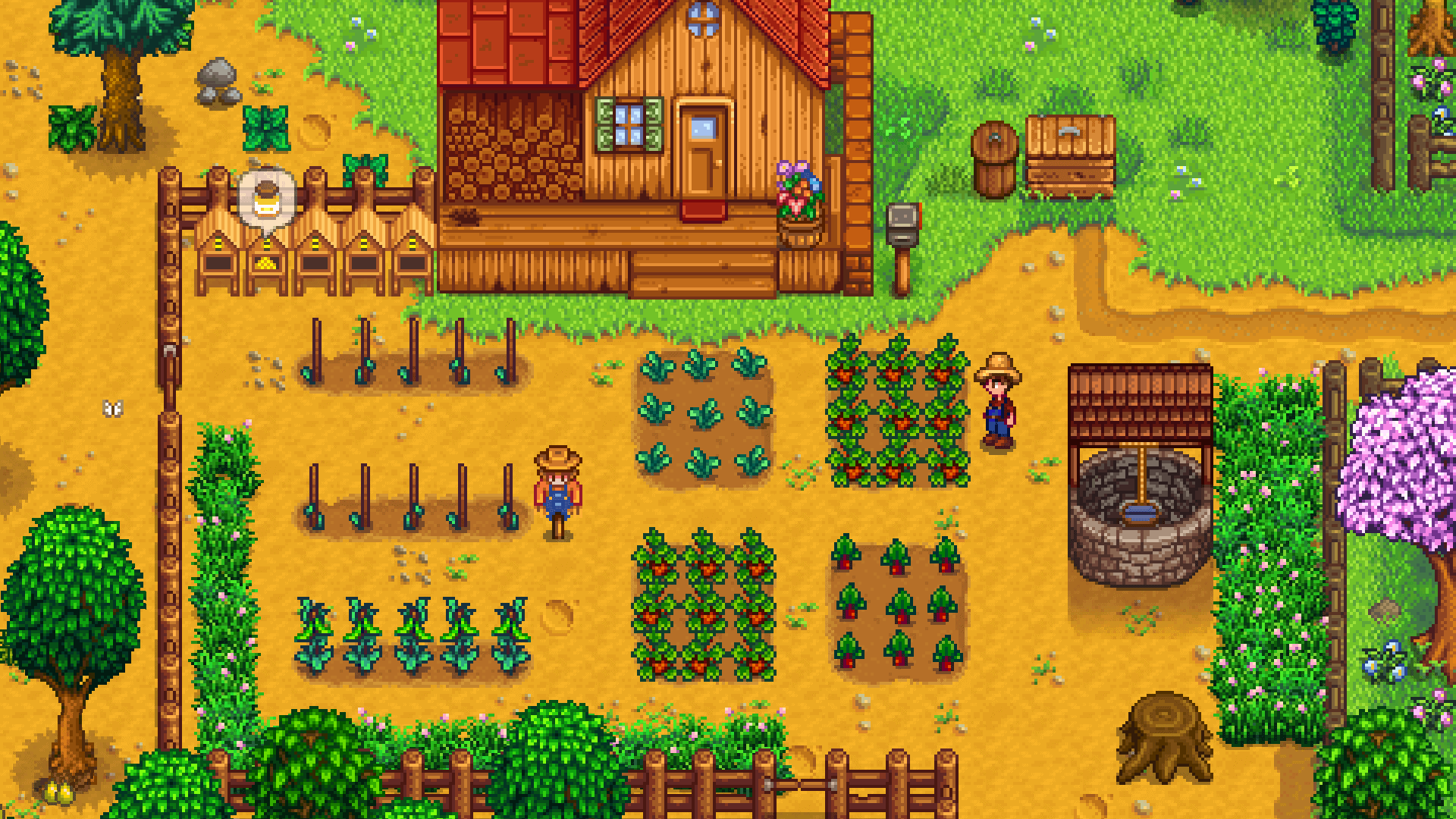 Stardew Valley Key art showing the pixel art-style of a small farmhouse.