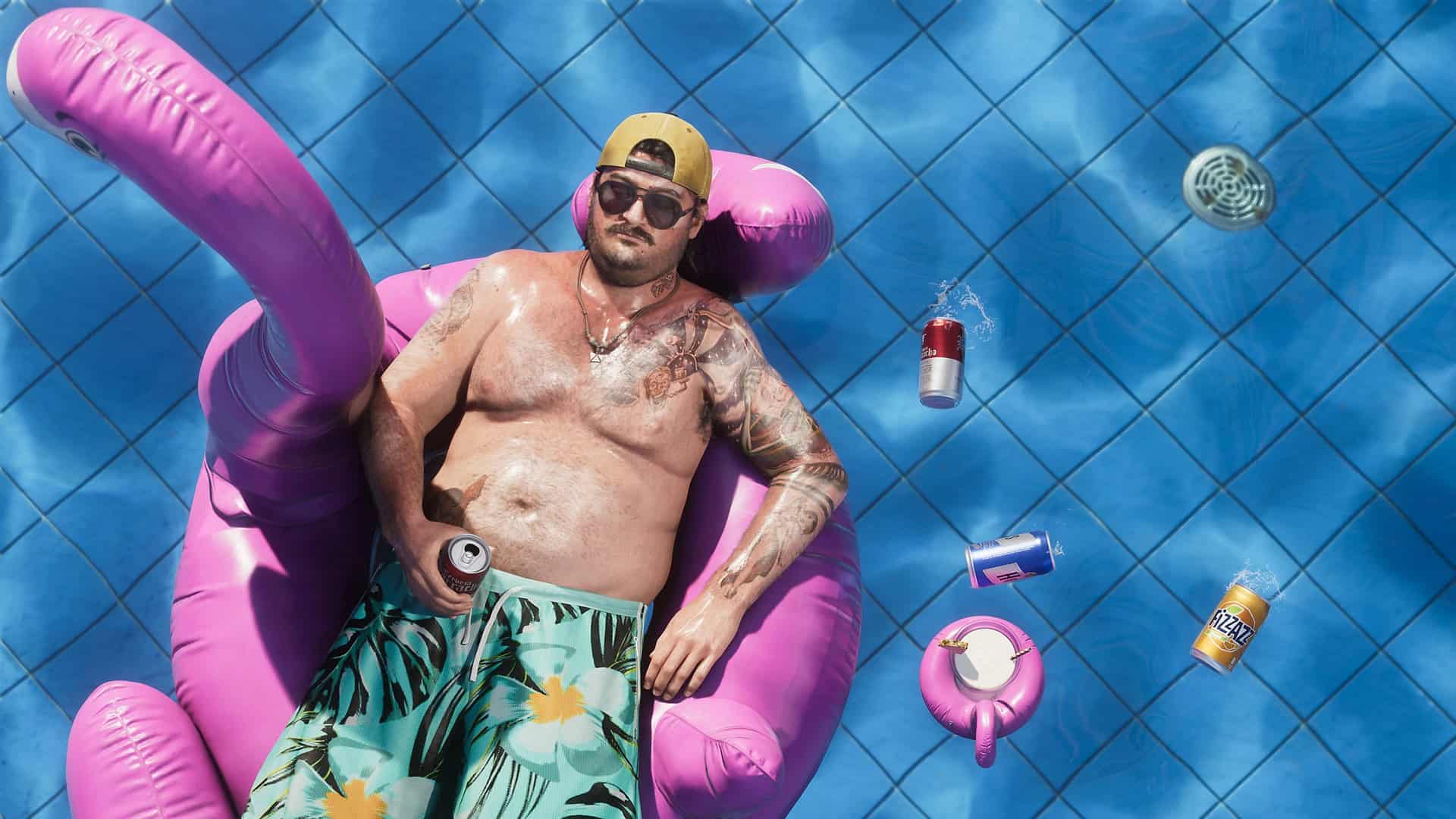 gta 6 character on a flamingo float