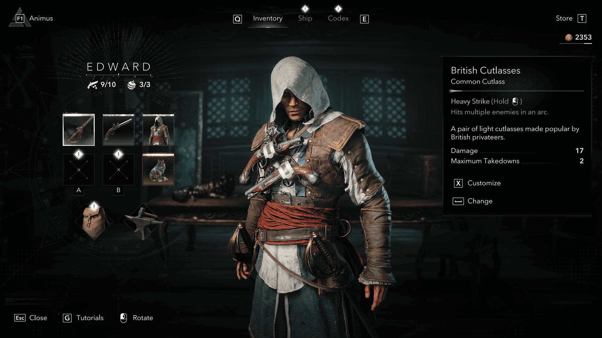 Assassin's Creed Black Flag Resynced pause menu inventory