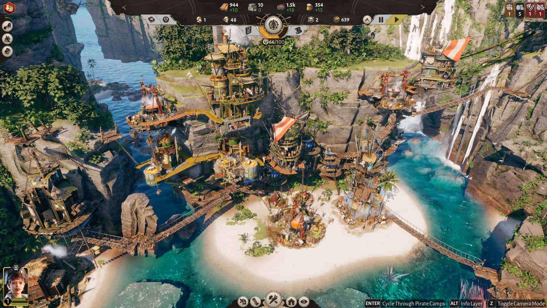 Constructing buildings on cliffs in Corsair Cove.