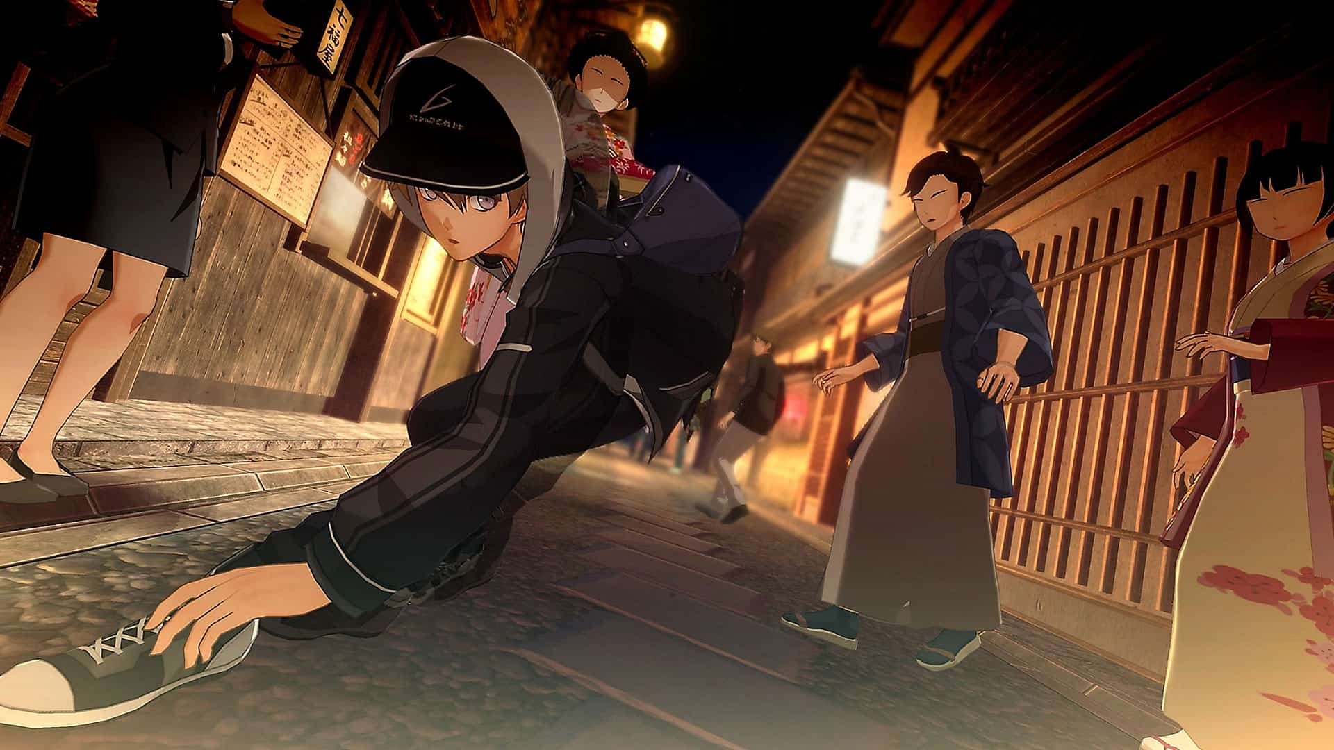 Kyoto Xanadu screenshot, showcasing Rei Kamiya running in the city