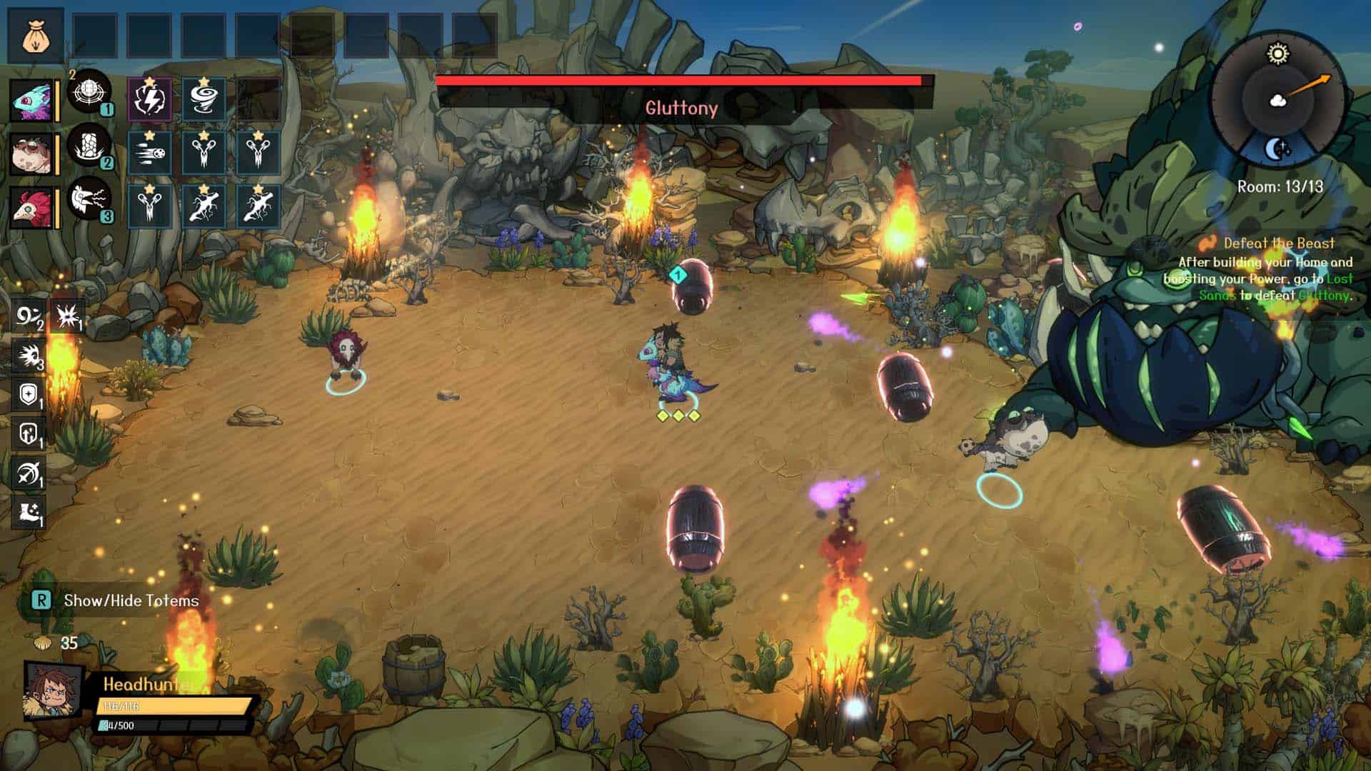 The Gluttony boss battle in Dinotica.