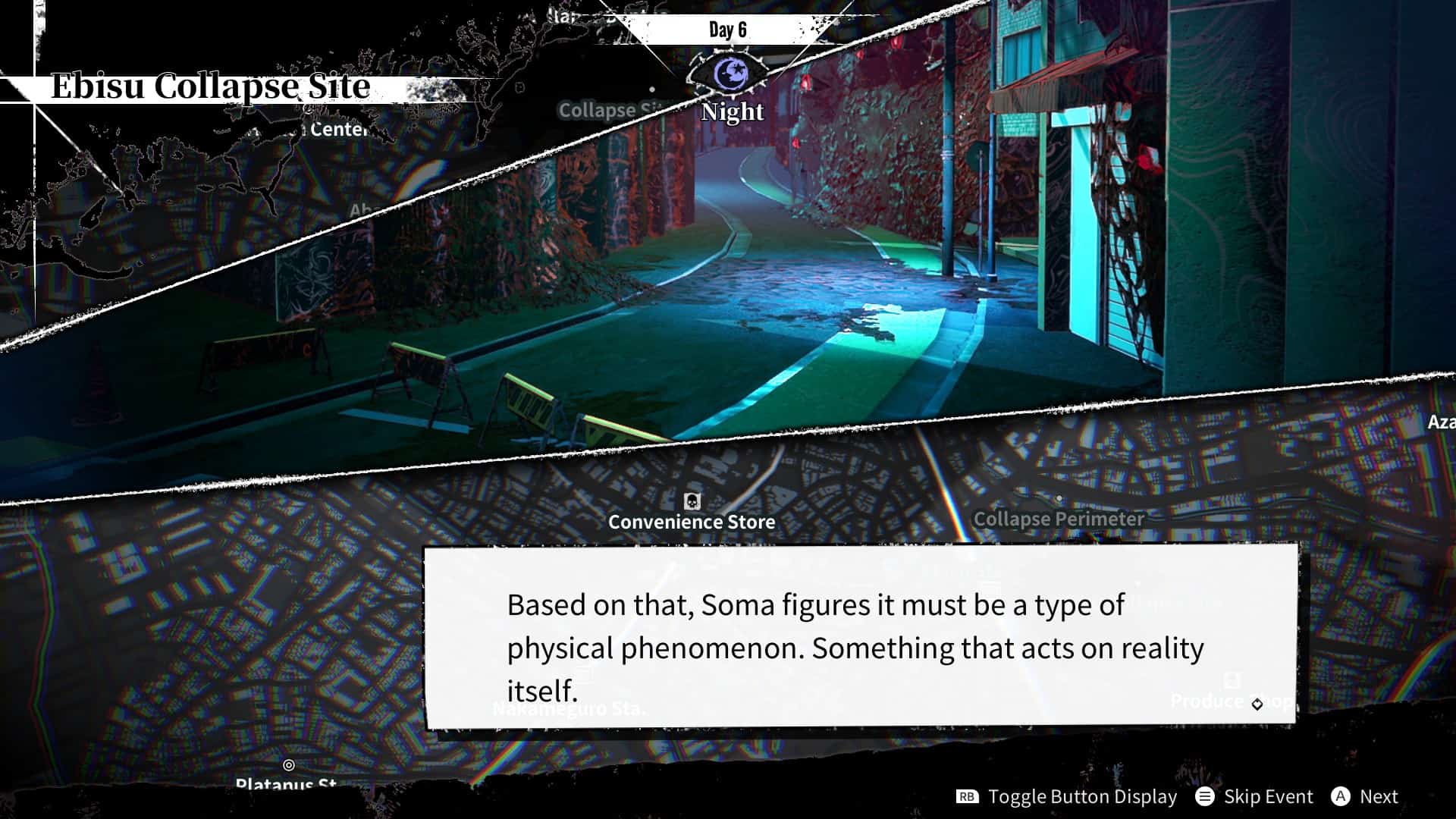 A narrator voice explains how Soma figures something out in Qliphah