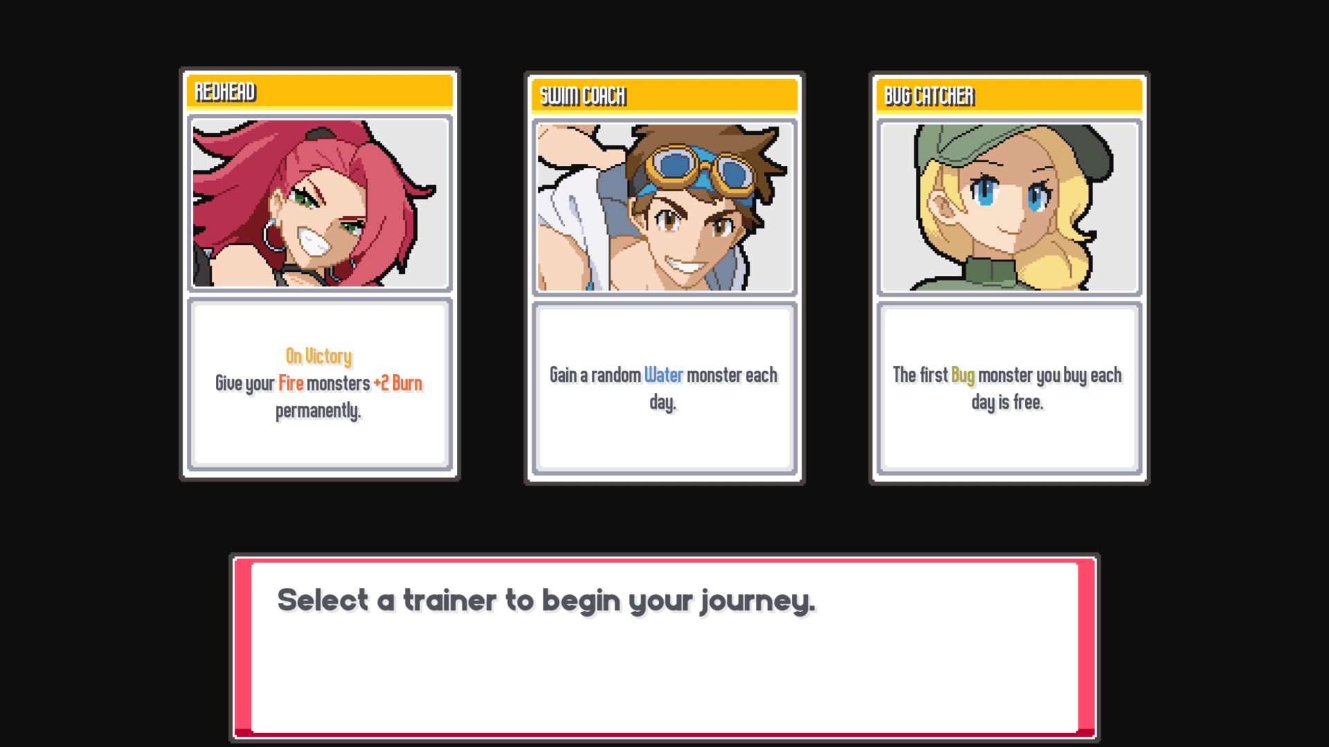 Trainer selection screen