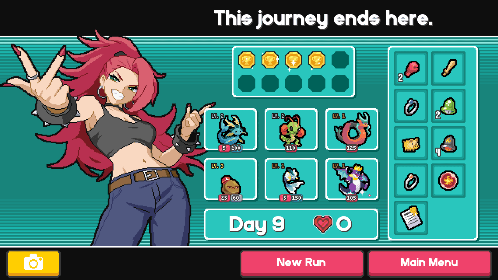 Batomon end-of-run screen