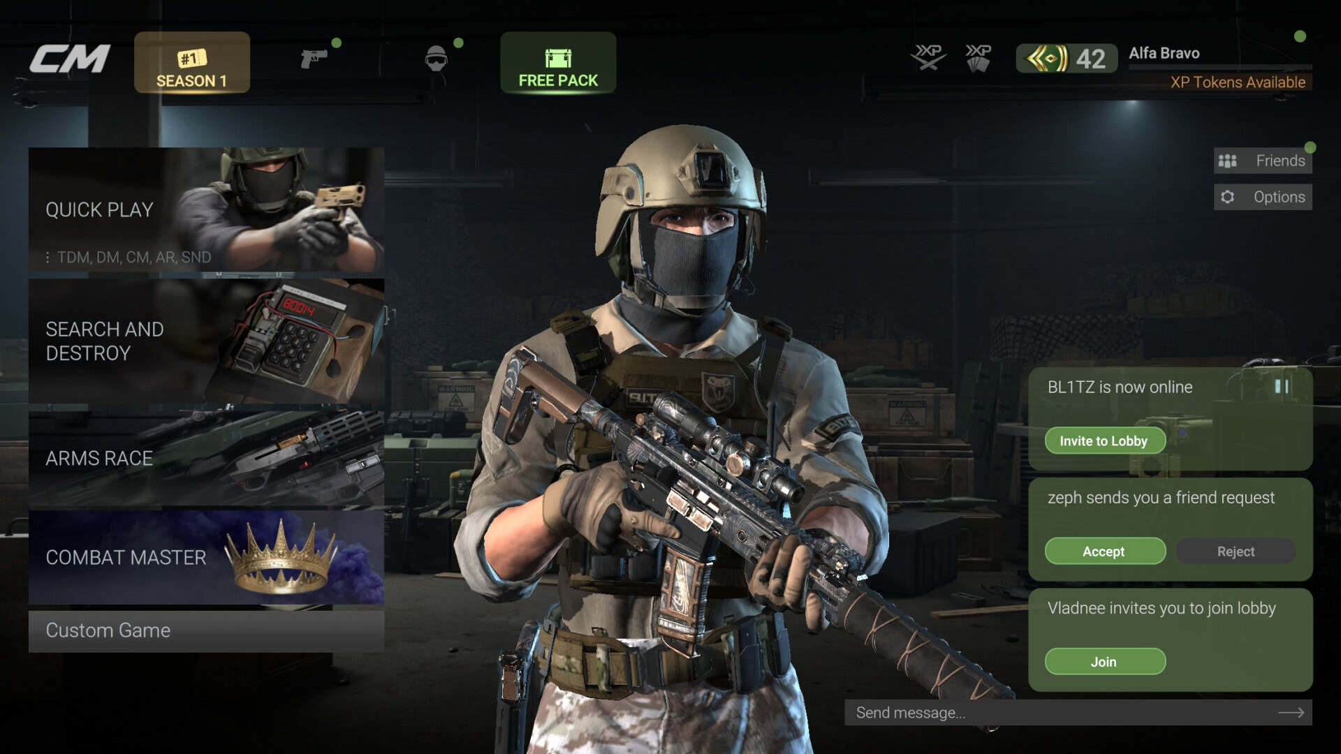 Combat Master main menu screenshot