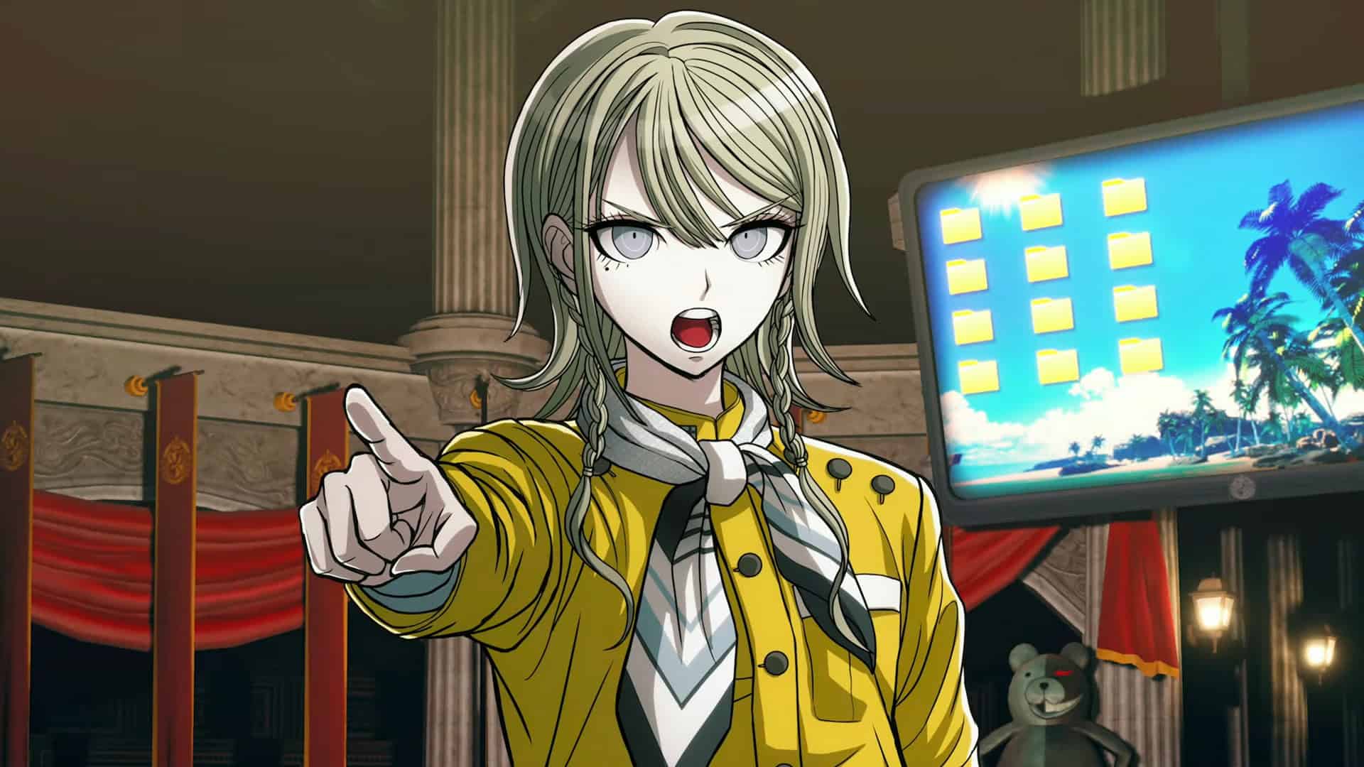 Danganronpa 2x2 new character in a yellow jacket