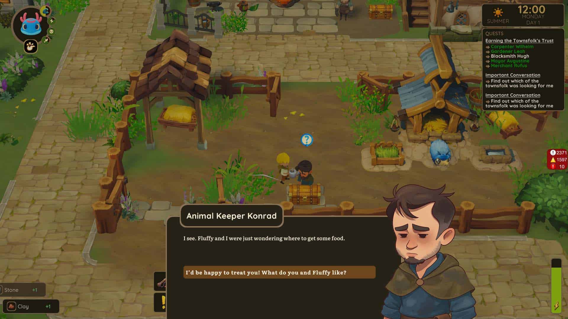 Speaking with the Rancher in Dragon Shelter.
