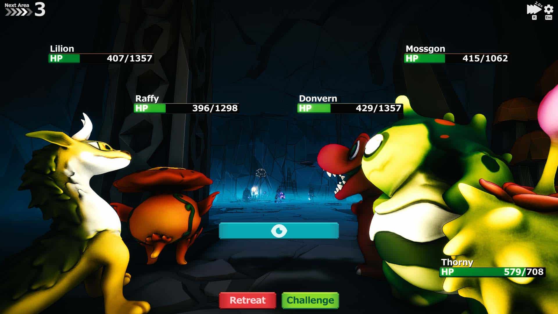 A pre-battle screen in Mythmon: Mythic Monsters.