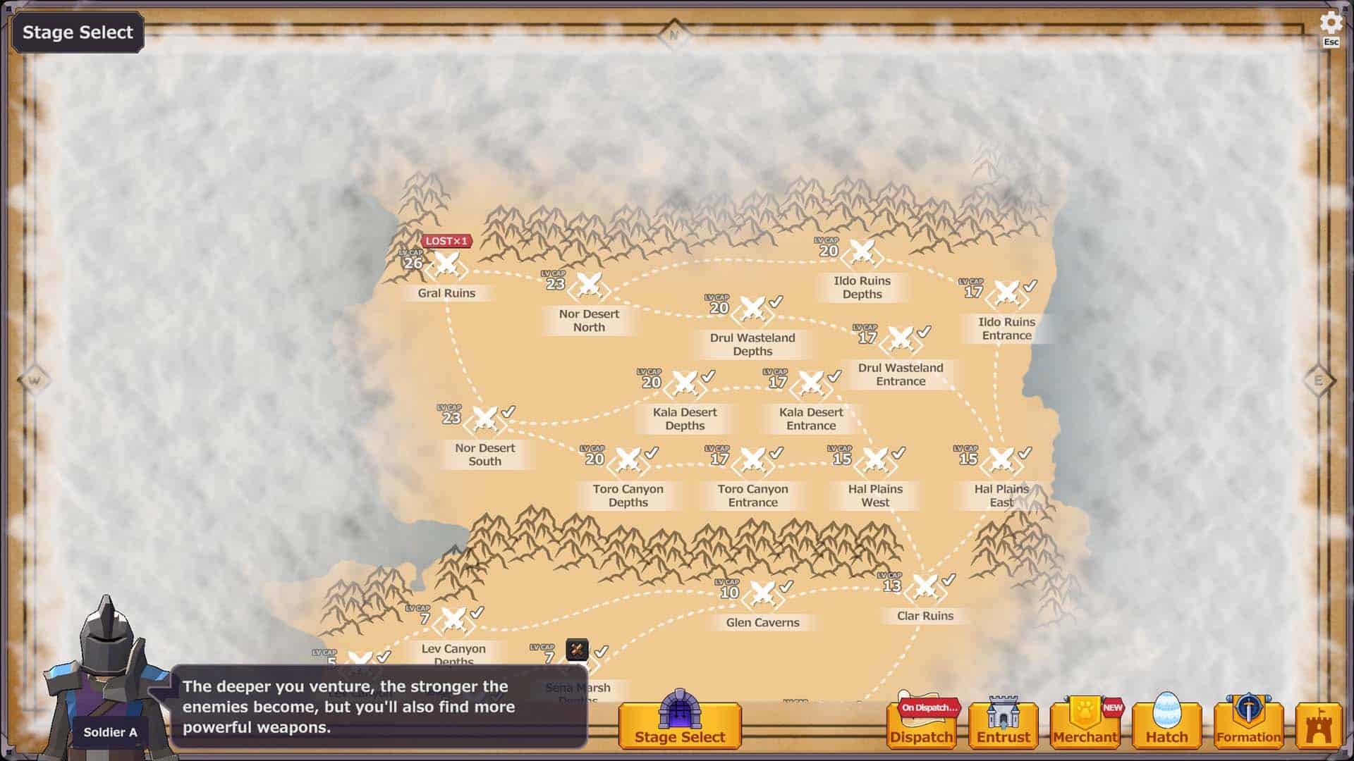 A region map in Mythmon: Mythic Monsters.