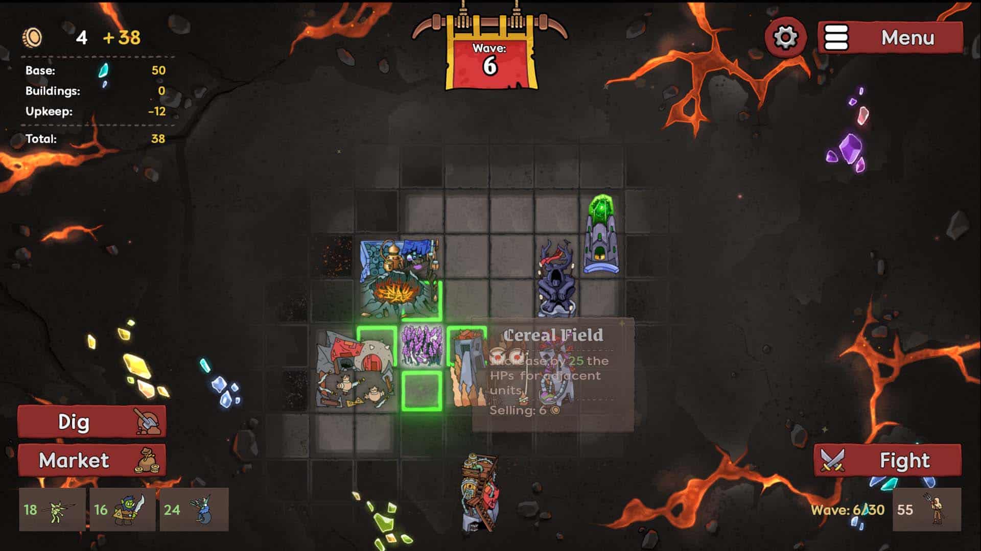 Moving buildings on a grid in Packed Lair.