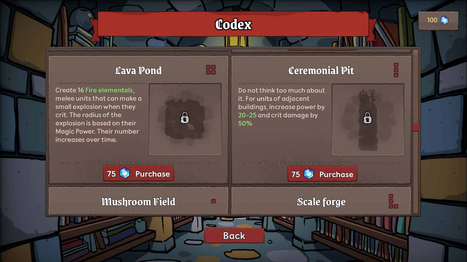Unlocking more buildings in Packed Lair.