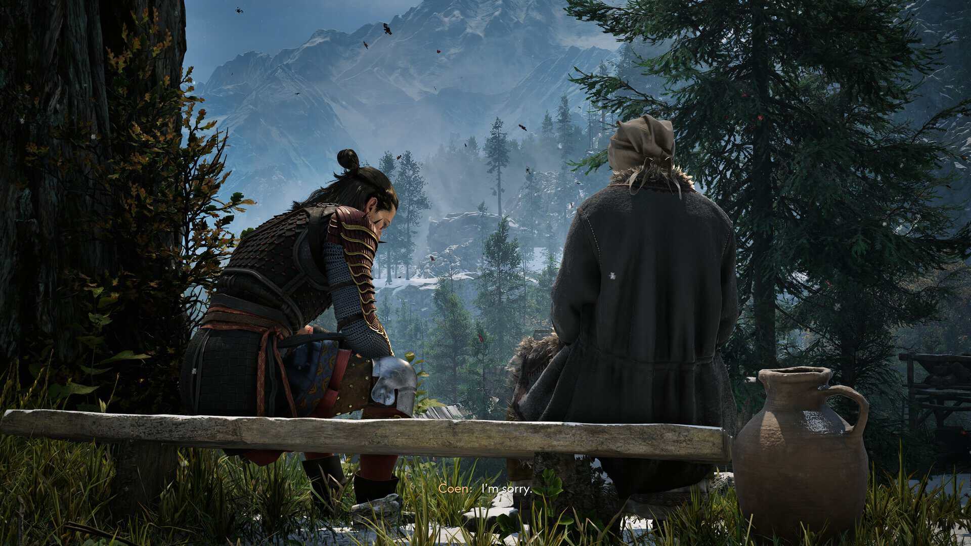 A screenshot of Coen with his mother in The Blood of Dawnwalker.