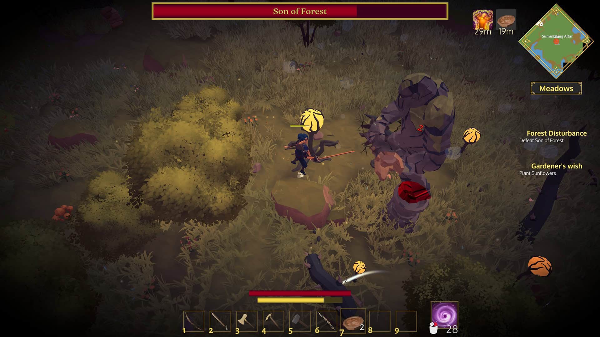 Until North Ends screenshot showing a boss fight against a large golem.
