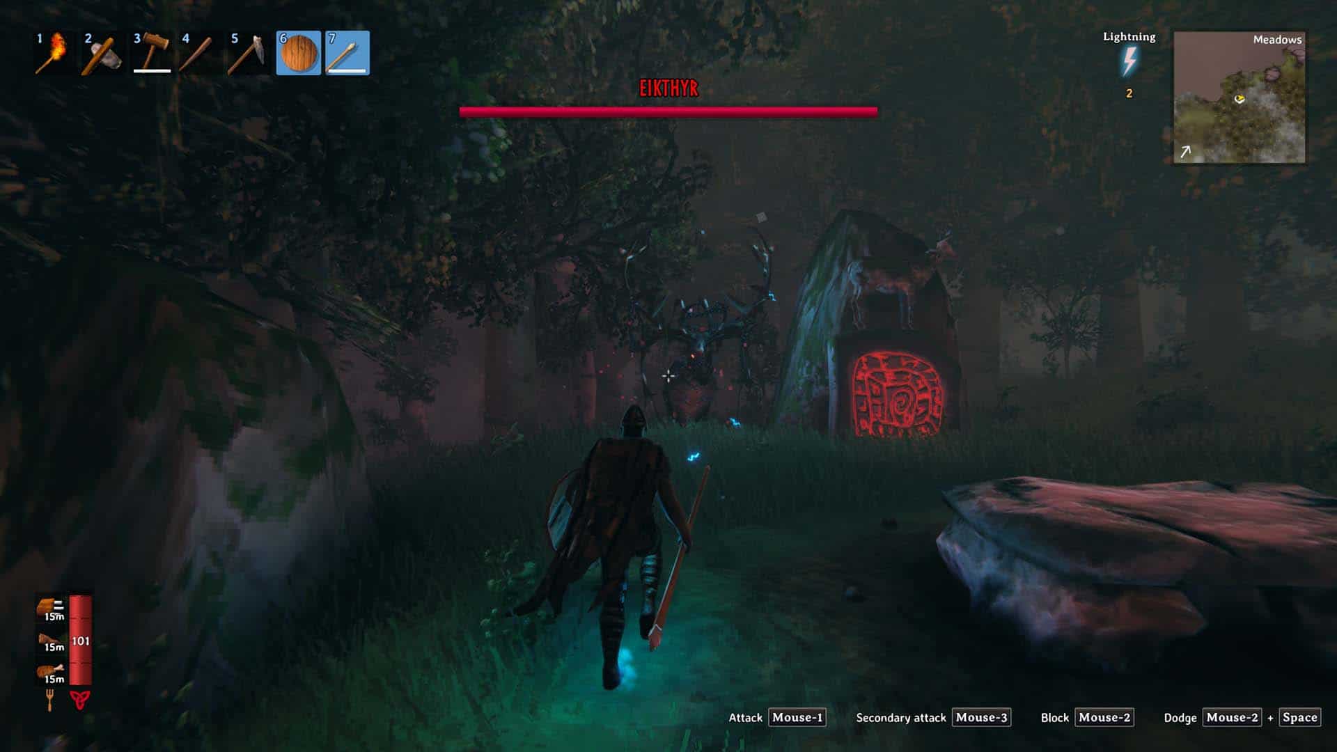 The Eikthyr fight in Valheim.