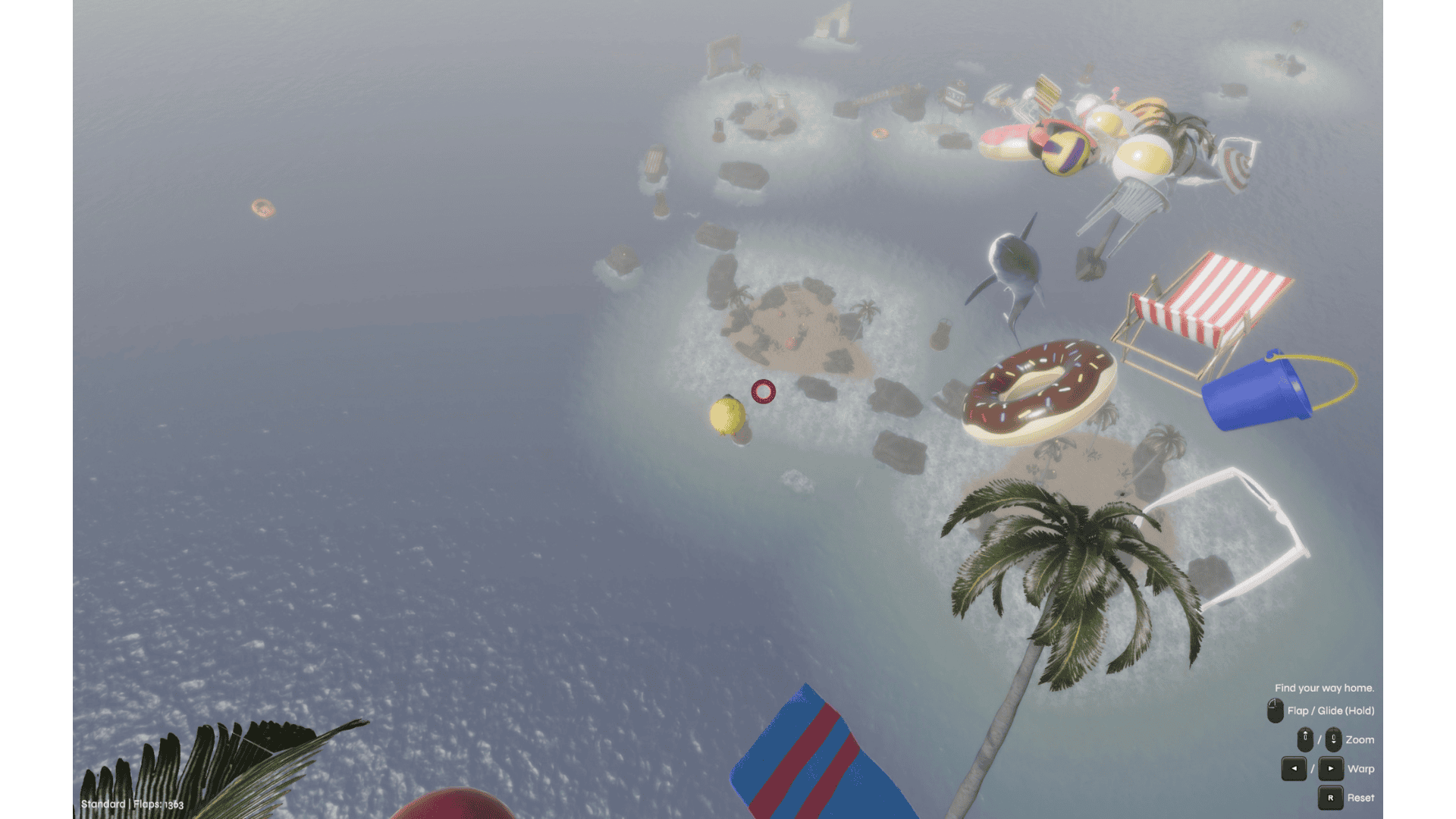 screenshot from game Birdflop where bird is falling through sky