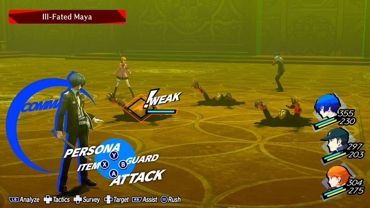 Persona 3 Reload screenshot during a combat encounter.