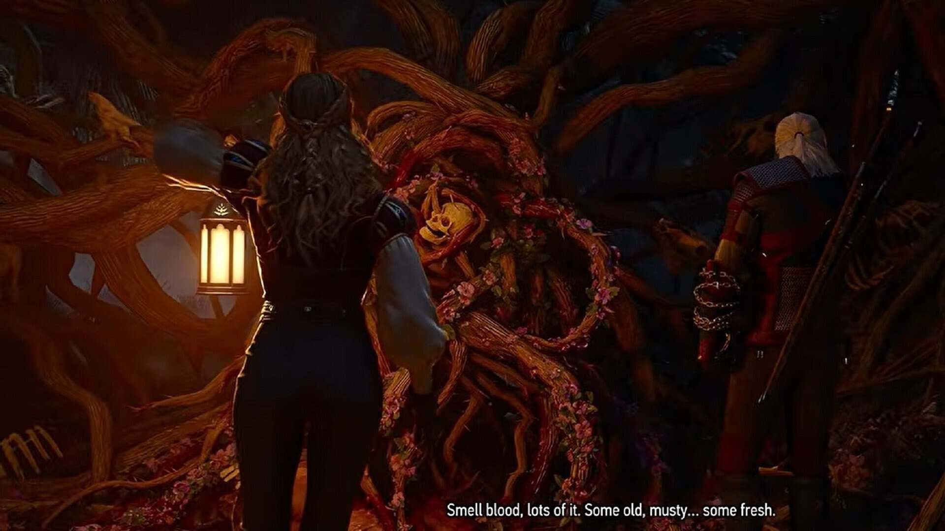 Geralt and Lilla in the Garden of Thorns in the Songs of the Past DLC