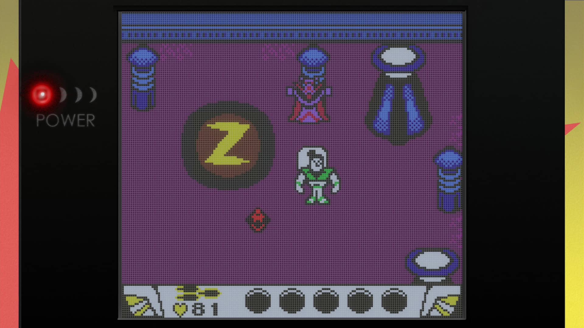 Buzz smiling at the camera after defeating Zurg in Buzz Lightyear of Star Command for the Game Boy Color in Toy Story: Retro Roundup!