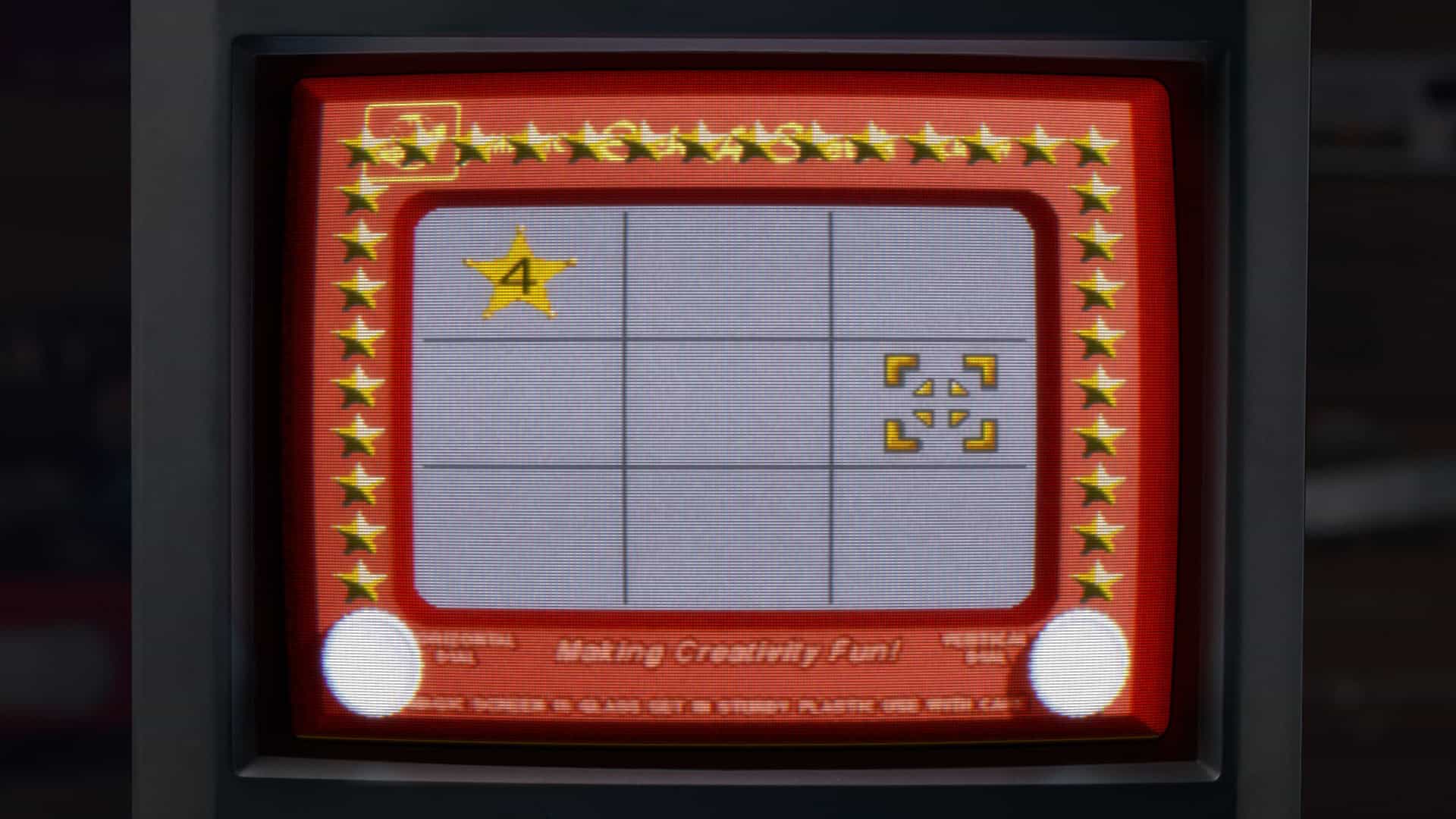 A 3x3 grid with stars to aim at in Toy Story for the Super Nintendo in Toy Story: Retro Roundup!