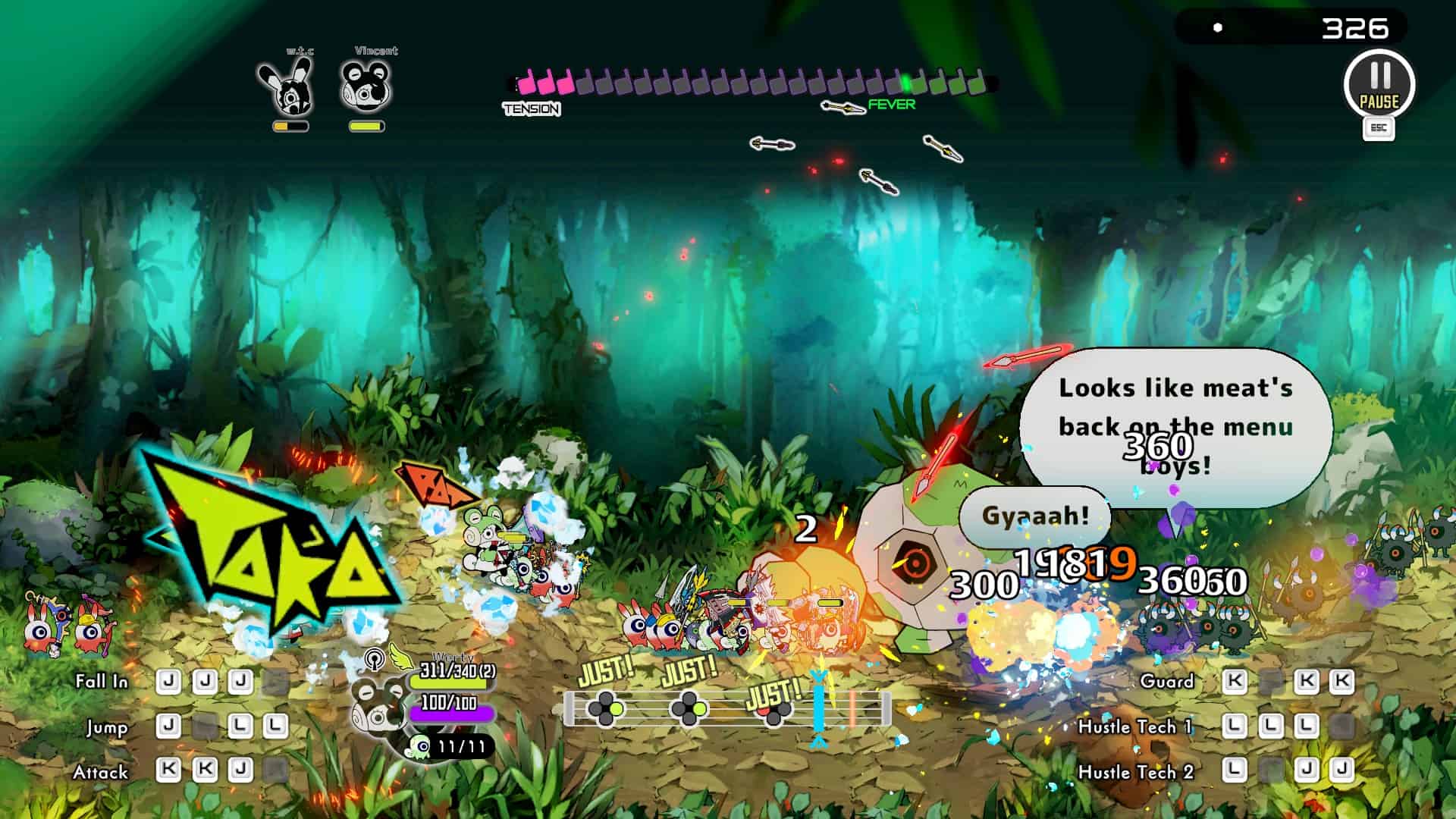 A fight with three Ratatan against a wave of enemies