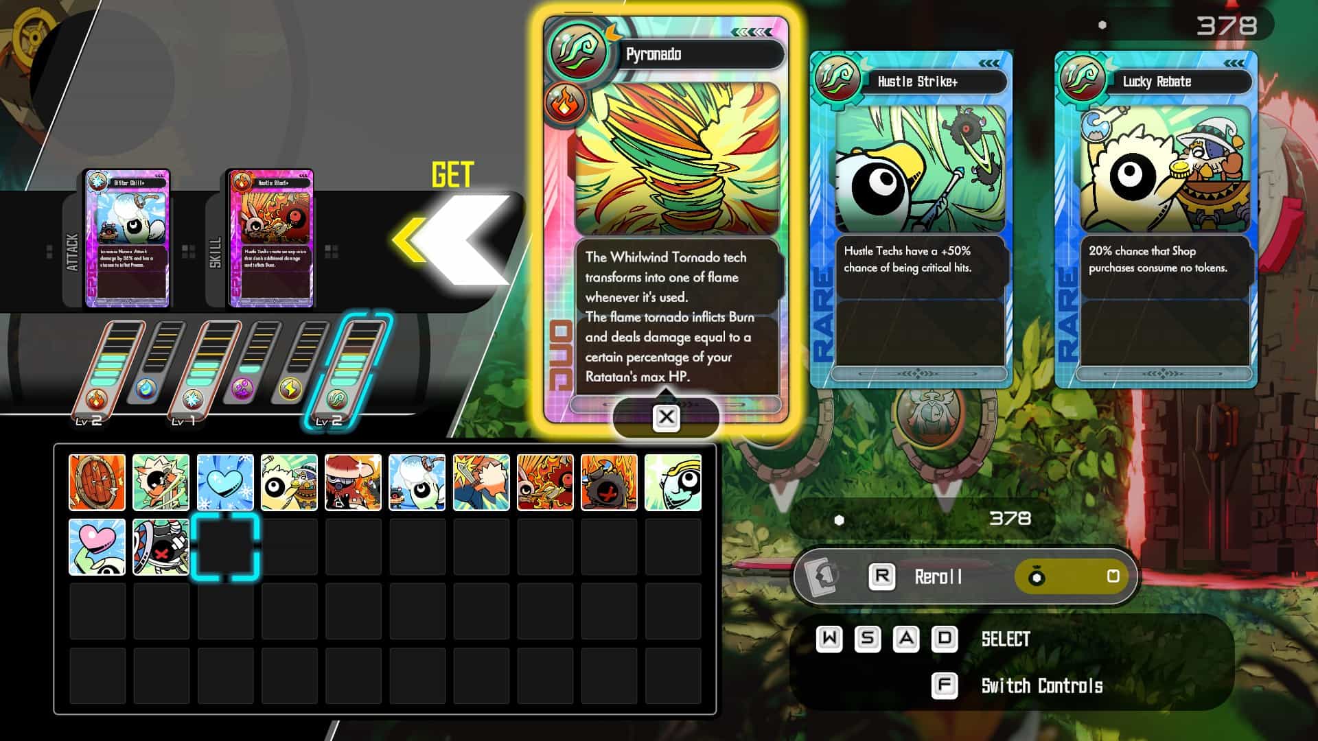 A card that allows the player to release a damaging fire tornado upon attacking