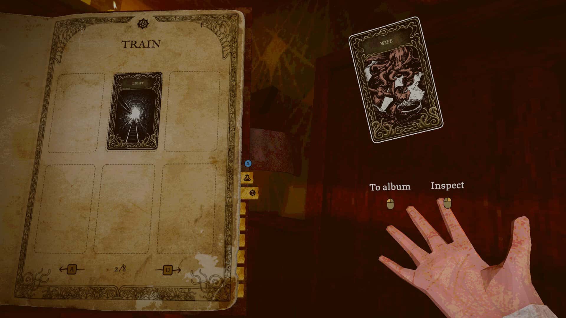 A screenshot of the card album in Dreadline Express.