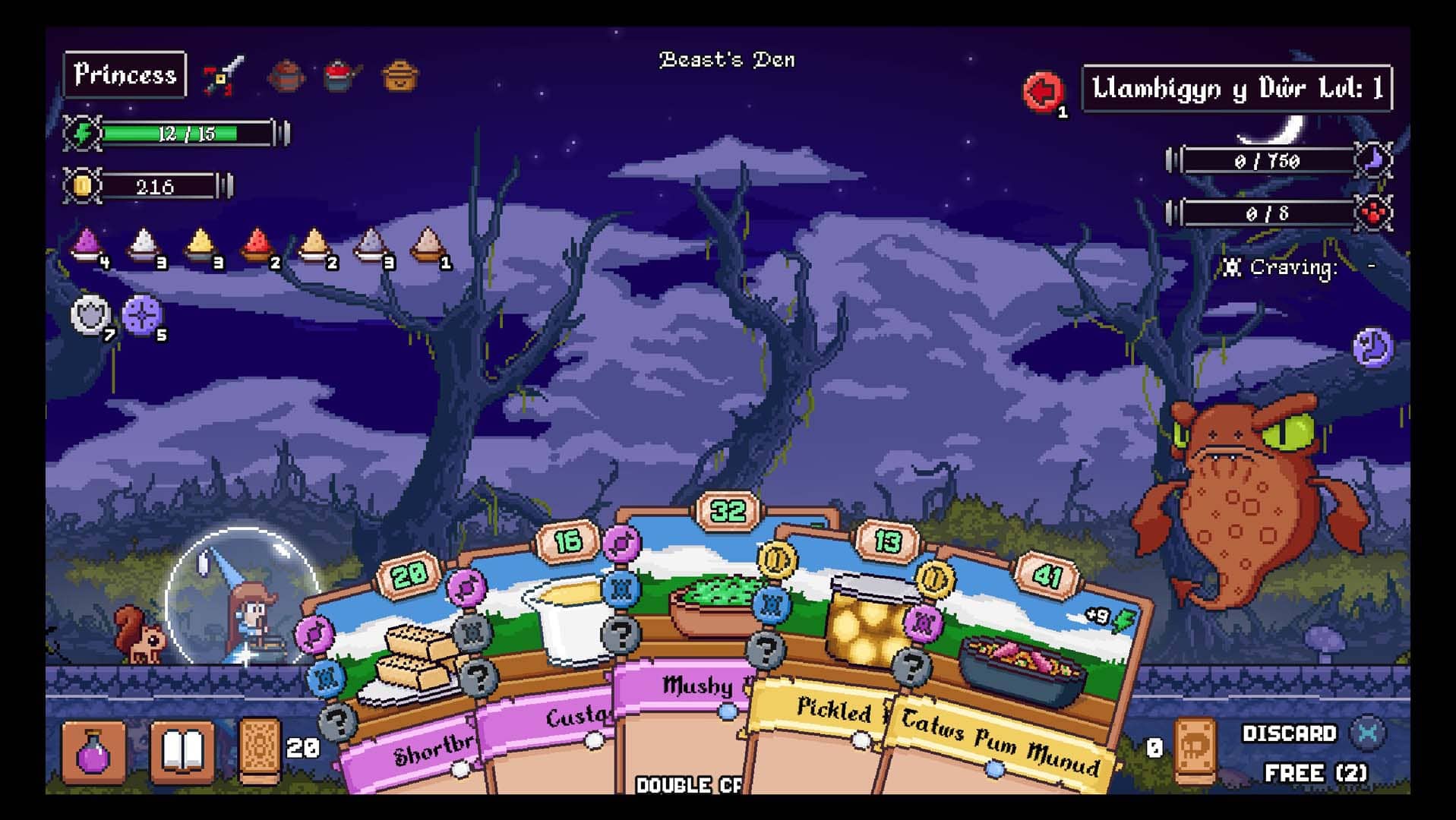 Fighting a boss in Hungry Horrors.
