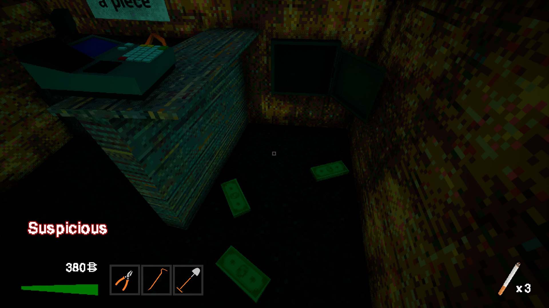 Robbing a store in Odd Town.