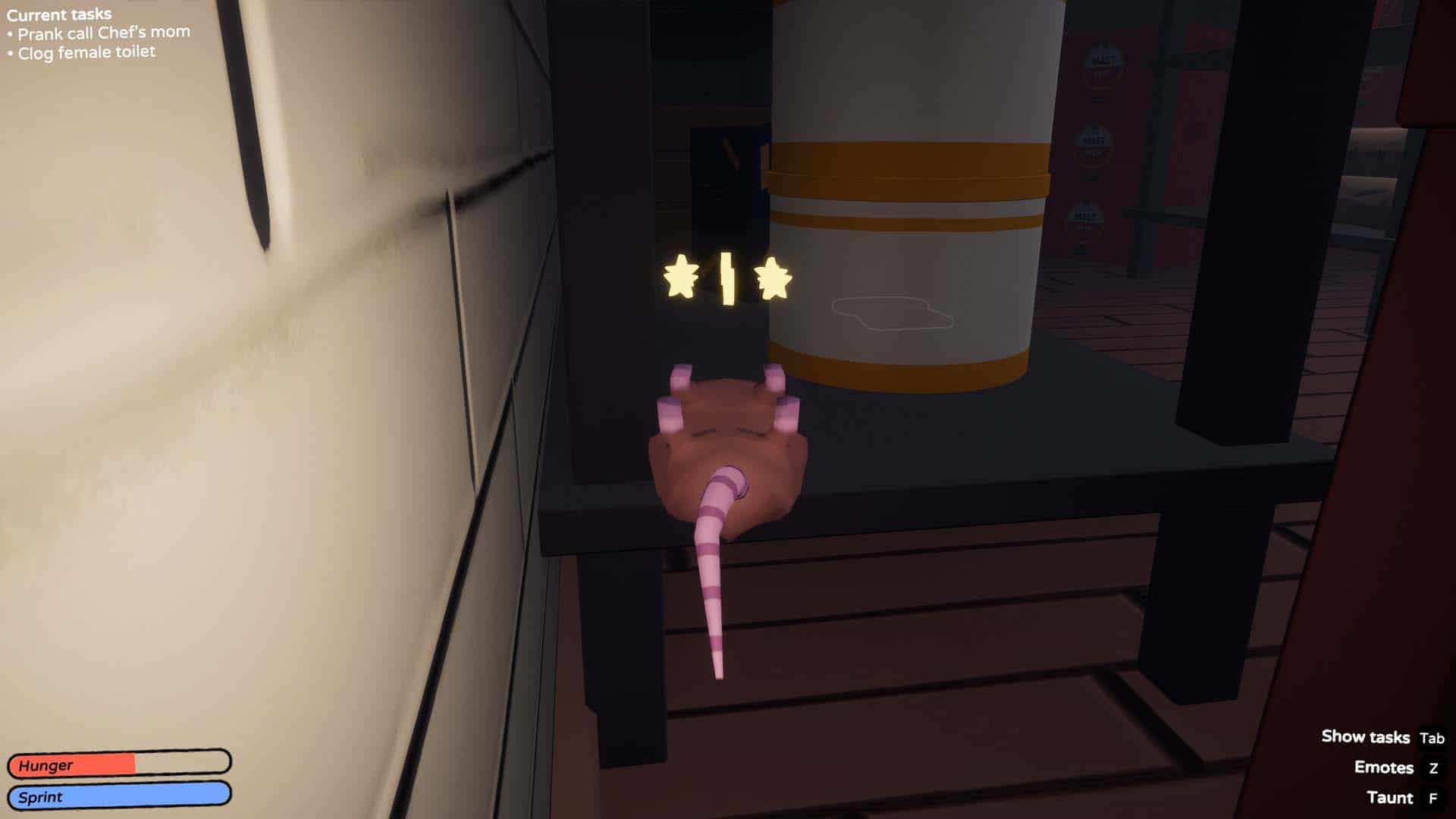 An unconscious rat in Rat Game.